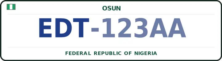 Nigerian number plate with the EDT code — Ede North, Osun