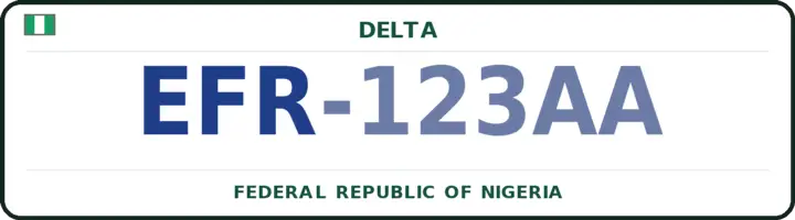 Nigerian number plate with the EFR code — Uvwie, Delta