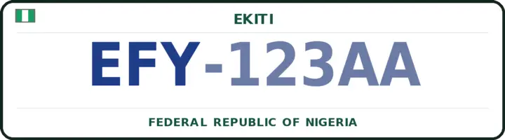 Nigerian number plate with the EFY code — Efon, Ekiti