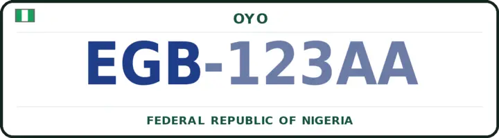 Nigerian number plate with the EGB code — Egbeda, Oyo