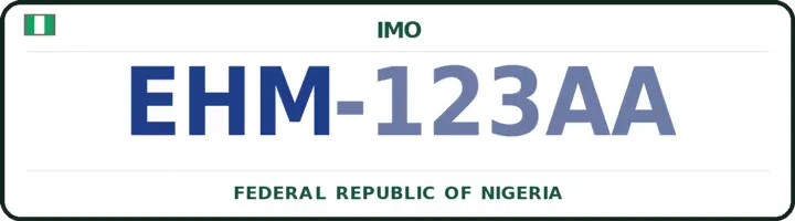 Nigerian number plate with the EHM code — Ehime-Mbano, Imo