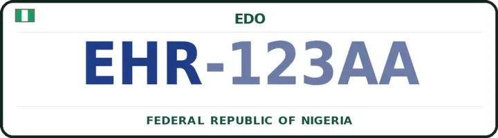 Nigerian number plate with the EHR code — Uhunmwonde, Edo