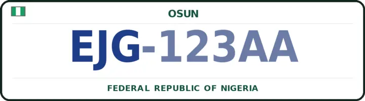 Nigerian number plate with the EJG code — Ejigbo, Osun