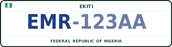 Nigerian number plate with the EMR code — Emure, Ekiti
