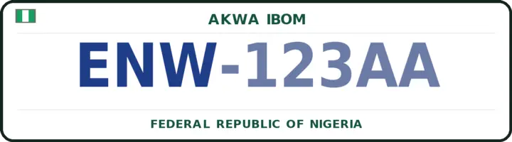 Nigerian number plate with the ENW code — Mbo, Akwa Ibom