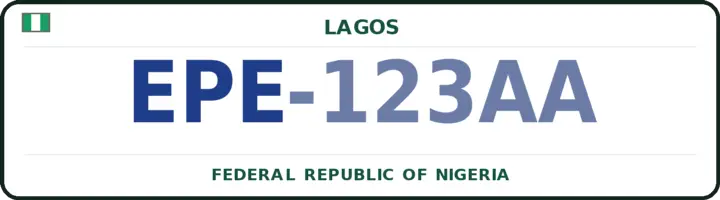 Nigerian number plate with the EPE code — Epe, Lagos