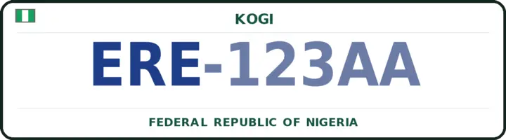 Nigerian number plate with the ERE code — Yagba West, Kogi