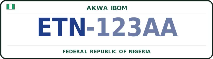 Nigerian number plate with the ETN code — Etinan, Akwa Ibom