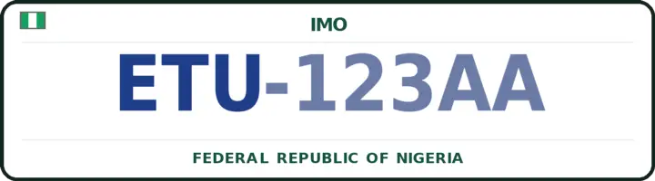 Nigerian number plate with the ETU code — Ezinihitte Mbaise, Imo