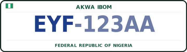 Nigerian number plate with the EYF code — Udung-Uko, Akwa Ibom