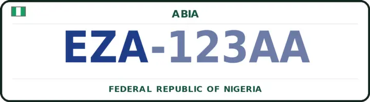 Nigerian number plate with the EZA code — Aba North, Abia