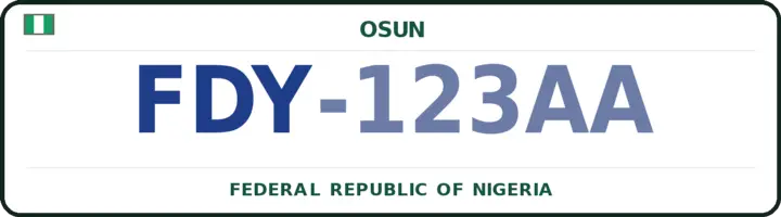 Nigerian number plate with the FDY code — Ifedayo, Osun