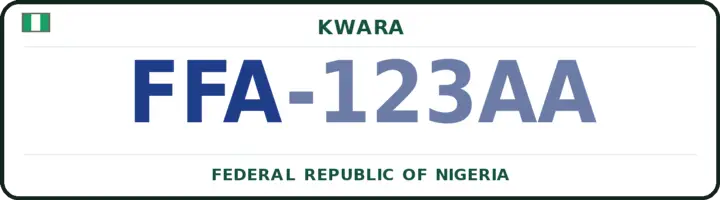 Nigerian number plate with the FFA code — Offa, Kwara