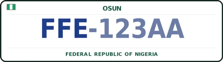 Nigerian number plate with the FFE code — Ife-Central, Osun