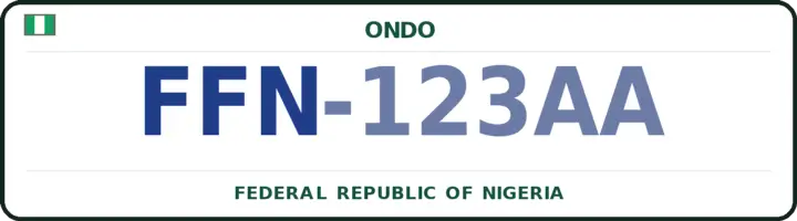 Nigerian number plate with the FFN code — Ose, Ondo