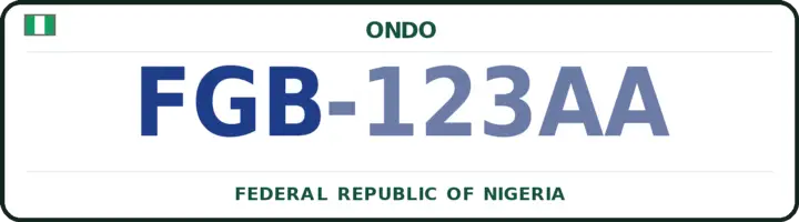Nigerian number plate with the FGB code — Ifedore, Ondo