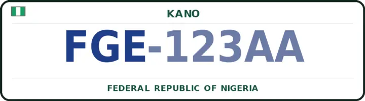 Nigerian number plate with the FGE code — Fagge, Kano