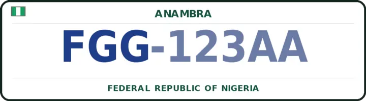 Nigerian number plate with the FGG code — Onitsha-South, Anambra