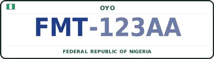 Nigerian number plate with the FMT code — Atiba, Oyo