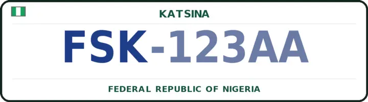 Nigerian number plate with the FSK code — Faskari, Katsina