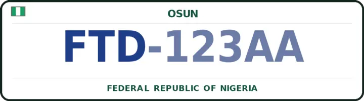 Nigerian number plate with the FTD code — Ife South, Osun