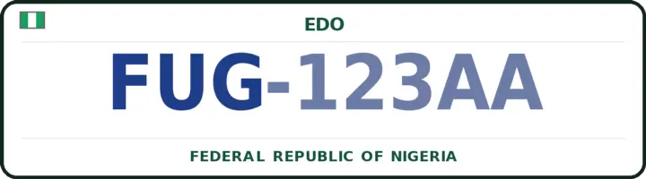 Nigerian number plate with the FUG code — Etsako-Central, Edo