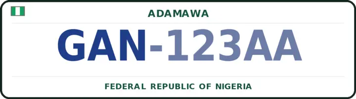 Nigerian number plate with the GAN code — Ganye, Adamawa