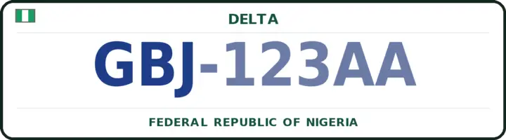 Farantin mota na Najeriya mai lambar GBJ — Warri South West, Delta