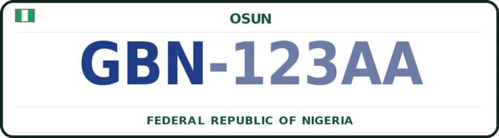 Nigerian number plate with the GBN code — Ayeda-Ade, Osun