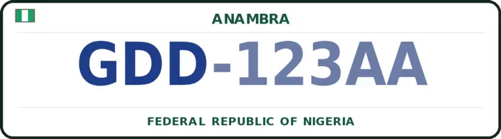 Nigerian number plate with the GDD code — Idemili-North, Anambra