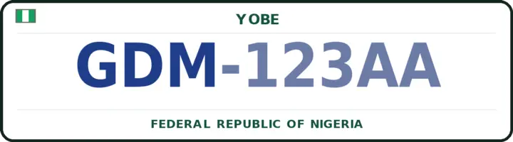 Nigerian number plate with the GDM code — Geidam, Yobe