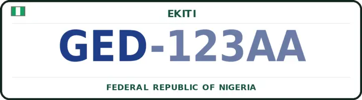 Nigerian number plate with the GED code — Irepodun/Ifelodun, Ekiti