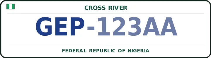 Nigerian number plate with the GEP code — Yakurr, Cross River
