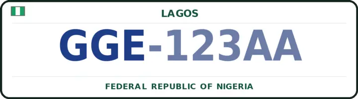 Nigerian number plate with the GGE code — Agege, Lagos
