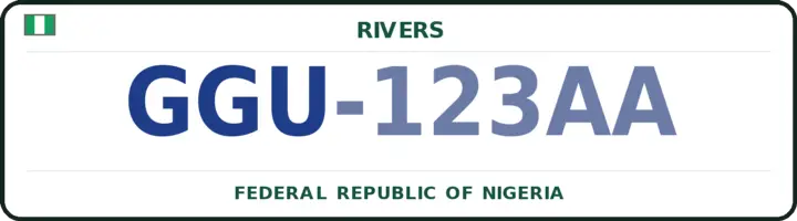 Nigerian number plate with the GGU code — Ogu/Bolo, Rivers