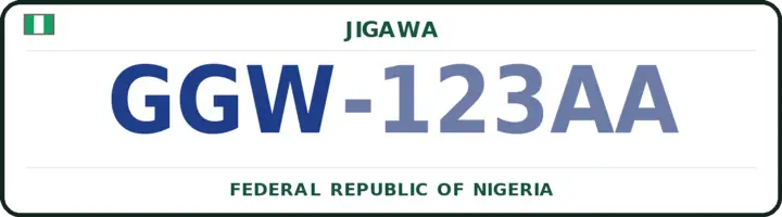 Nigerian number plate with the GGW code — Gagarawa, Jigawa