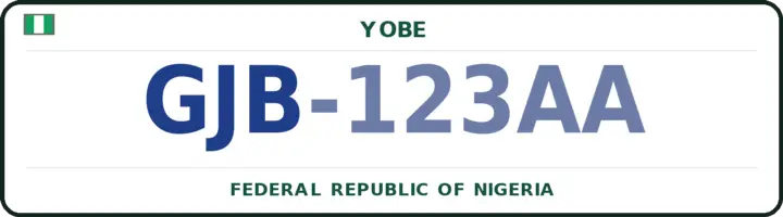 Nigerian number plate with the GJB code — Gujba, Yobe