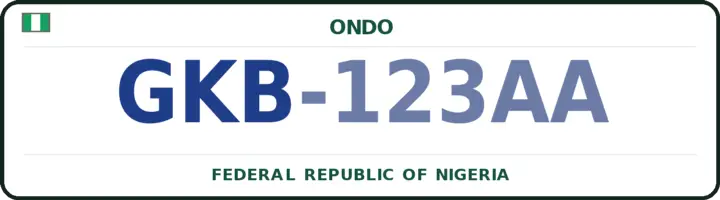 Nigerian number plate with the GKB code — Ese-Odo, Ondo