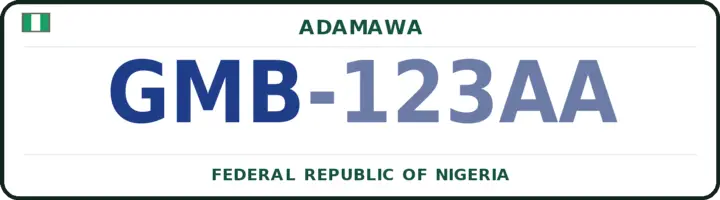 Nigerian number plate with the GMB code — Gombi, Adamawa