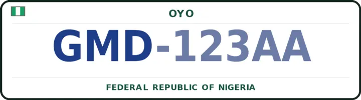 Nigerian number plate with the GMD code — Saki-East, Oyo