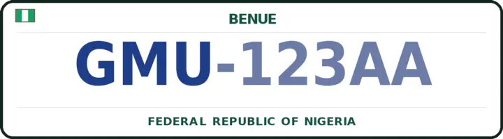 Nigerian number plate with the GMU code — Ado, Benue