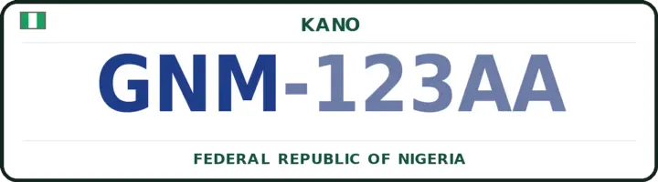 Nigerian number plate with the GNM code — Garun-Mallam, Kano