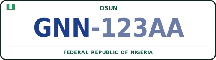 Nigerian number plate with the GNN code — Olorunda, Osun