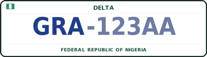 Nigerian number plate with the GRA code — Ethiope-West, Delta