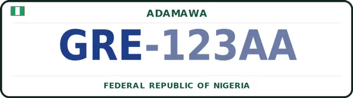 Nigerian number plate with the GRE code — Girei, Adamawa