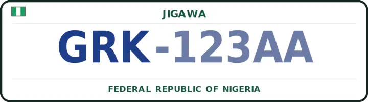 Nigerian number plate with the GRK code — Garki, Jigawa