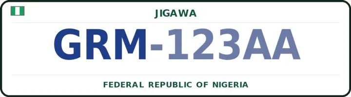 Nigerian number plate with the GRM code — Gwaram, Jigawa