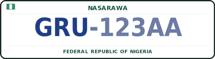 Nigerian number plate with the GRU code — Kokona, Nasarawa