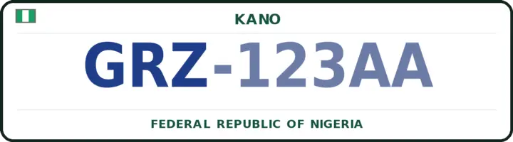 Nigerian number plate with the GRZ code — Gwarzo, Kano