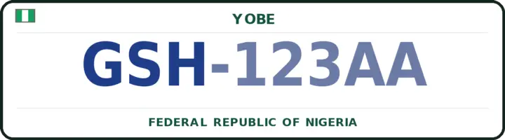 Nigerian number plate with the GSH code — Bade, Yobe